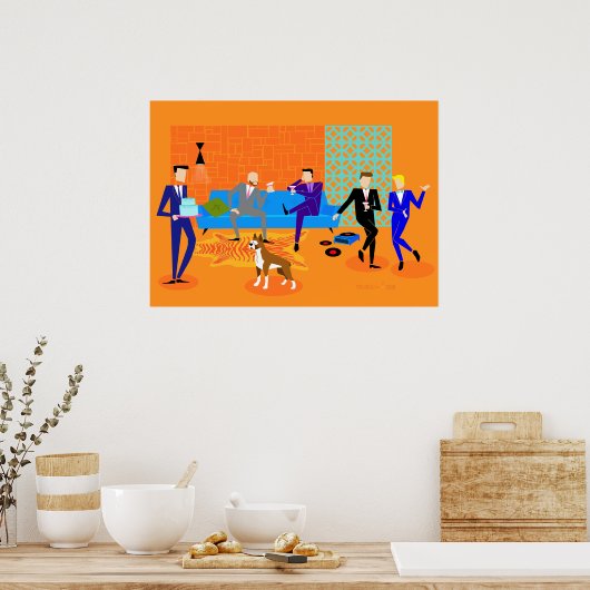 Retro Gay Party Poster (met hond) (Keuken)