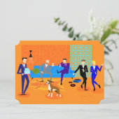 Retro Gay Party-uitnodigingen (met hond) Kaart (Staand voorkant)