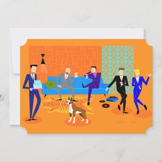 Retro Gay Party-uitnodigingen (met hond) Kaart (Voorkant)