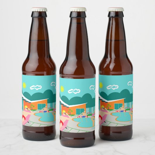 Retro Gay Pool Party Bier Fles Label Bier Etiket (Flessen)