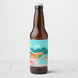 Retro Gay Pool Party Bier Fles Label Bier Etiket