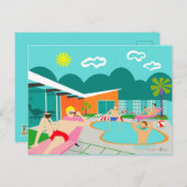 Retro Gay Pool Party Briefkaart (Voorkant / Achterkant)