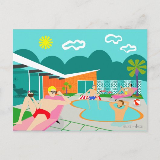 Retro Gay Pool Party Briefkaart (Voorkant)