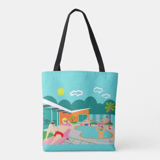 Retro Gay Pool Party Canvas tas (Achterkant)