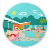 Retro Gay Pool Party Ceramic Pull Keramische Knop (Voorkant)