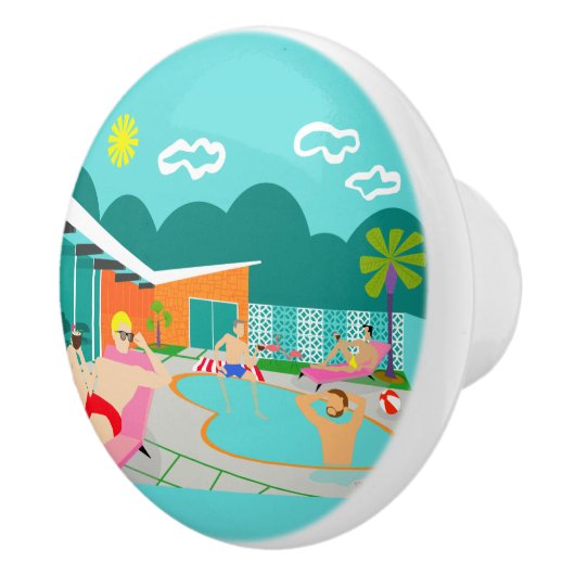 Retro Gay Pool Party Ceramic Pull Keramische Knop (Rechts)