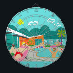 Retro Gay Pool Party Dart Board Dartbord<br><div class="desc">Deze Retro Gay Pool Party Dart Board heeft vier hongerig beefcakes die een homo-oude tijd hebben, terwijl ze de Palm Springs-warmte verslaan door rond het turkooisblauw water van hun atoomboemerang gevormd zwembad te springen. De moderne architectuur van de middeleeuwse moderne architectuur op het prachtige, oranje stenen huis is duidelijk het...</div>