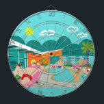 Retro Gay Pool Party Dart Board Dartbord<br><div class="desc">Deze Retro Gay Pool Party Dart Board heeft vier hongerig beefcakes die een homo-oude tijd hebben, terwijl ze de Palm Springs-warmte verslaan door rond het turkooisblauw water van hun atoomboemerang gevormd zwembad te springen. De moderne architectuur van de middeleeuwse moderne architectuur op het prachtige, oranje stenen huis is duidelijk het...</div>