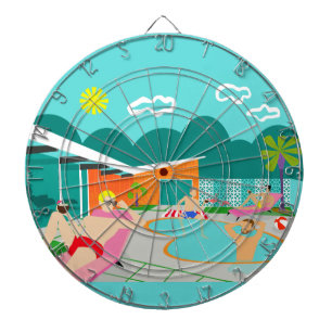 Retro Gay Pool Party Dart Board Dartbord