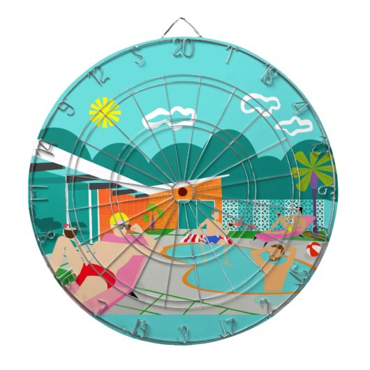 Retro Gay Pool Party Dart Board Dartbord (Voorkant)