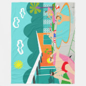 Retro Gay Pool Party Fleece Blanket (Voorkant)