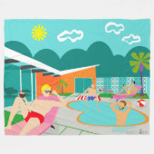 Retro Gay Pool Party Fleece Blanket (Voorkant (Horizontaal))