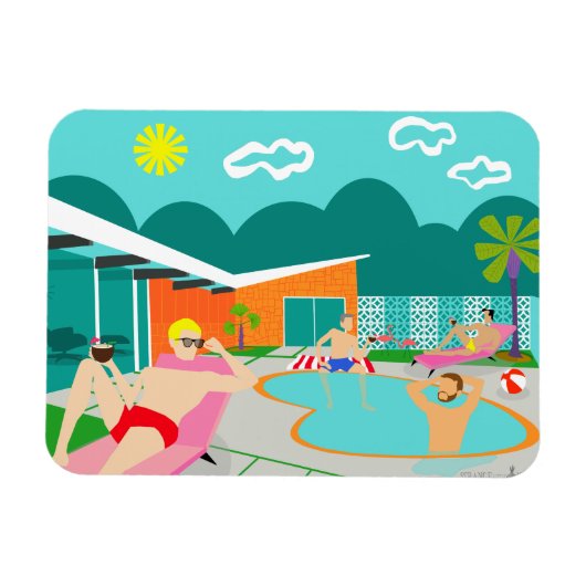 Retro Gay Pool Party Flexibele Magneet (Horizontaal)