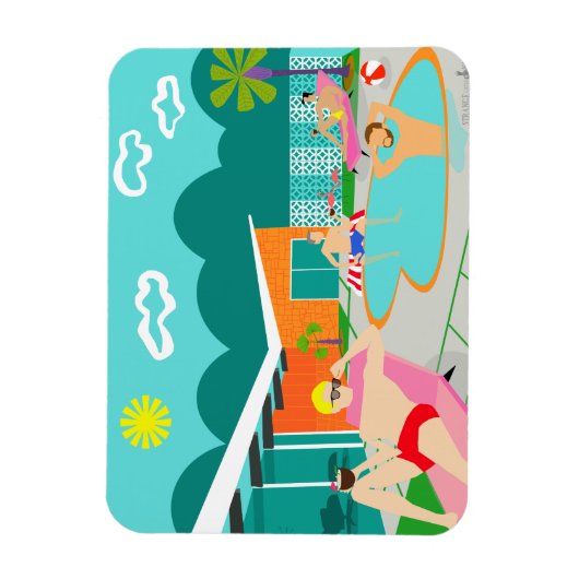 Retro Gay Pool Party Flexibele Magneet (Verticaal)