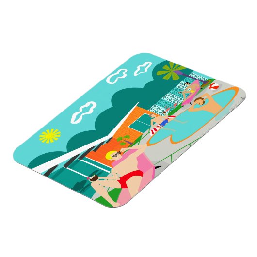 Retro Gay Pool Party Flexibele Magneet (Linkerzijde)