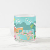 Retro Gay Pool Party Frosted Glass Mok (Voorkant links)