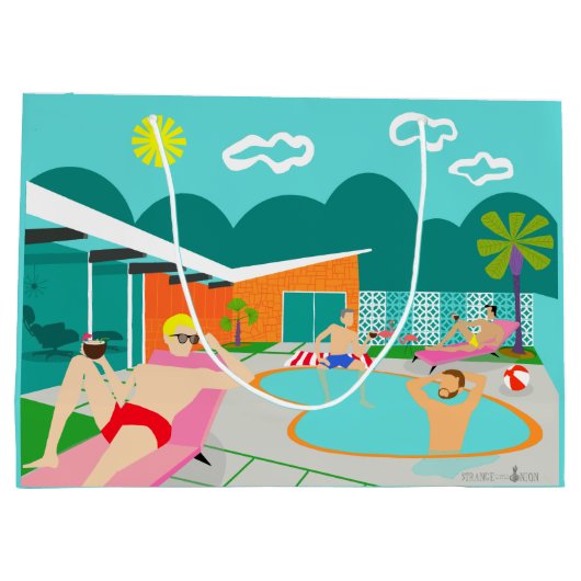 Retro Gay Pool Party Gift Bag Large Cadeautasje (Achterkant)