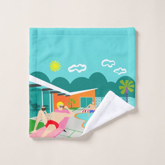 Retro Gay Pool Party-handdoekset Bad Handdoek (Wasdoekje)