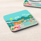 Retro Gay Pool Party Hard Plastic Onderzetter (Linkerzijde)