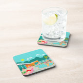 Retro Gay Pool Party Hard Plastic Onderzetter (Rechterzijde)