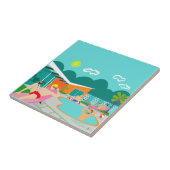 Retro Gay Pool party keramische titel Tegeltje (Zijkant)