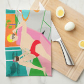 Retro Gay Pool Party Kitchen Towel Theedoek (Quarter Fold)