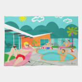 Retro Gay Pool Party Kitchen Towel Theedoek (Horizontaal)