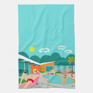 Retro Gay Pool Party Kitchen Towel Theedoek