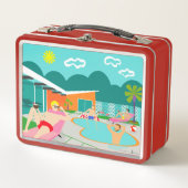 Retro Gay Pool Party Metal Lunch Box (Voorkant)