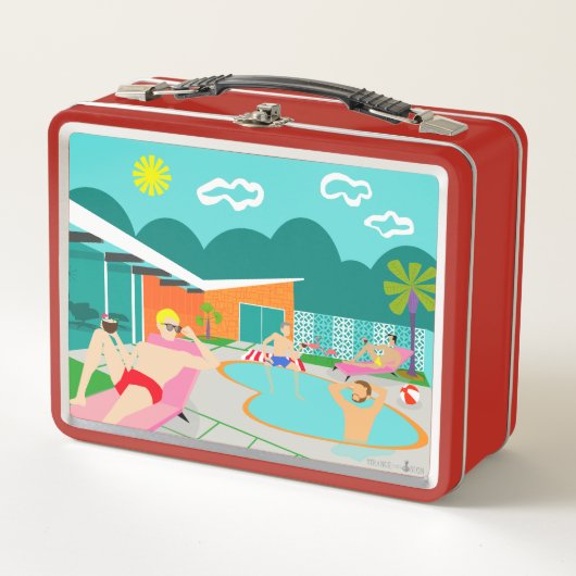 Retro Gay Pool Party Metal Lunch Box (Voorkant)
