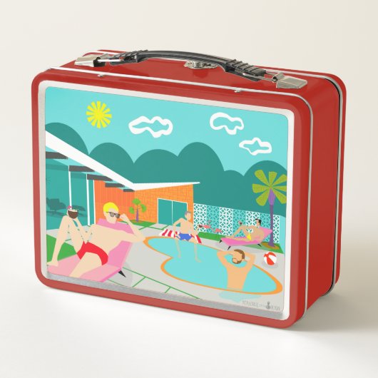 Retro Gay Pool Party Metal Lunch Box (Achterkant)