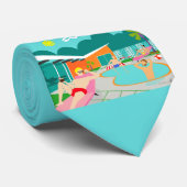Retro Gay Pool Party Necktie Stropdas (Opgerold)