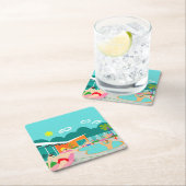 Retro Gay Pool Party-Onderzetter voor harde schijv Kartonnen Onderzetters (Insitu)