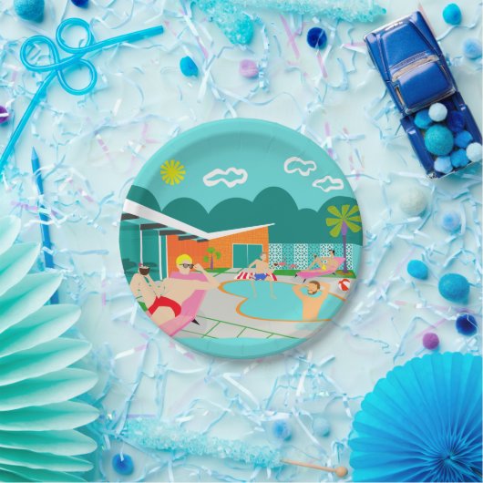 Retro Gay Pool Party Paper Bord (Feest)