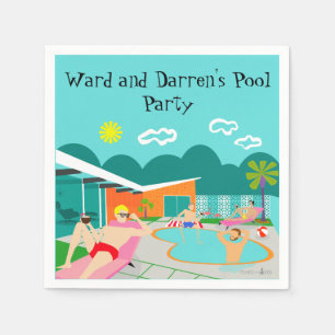 Retro Gay Pool Party Paper Napkin Servet