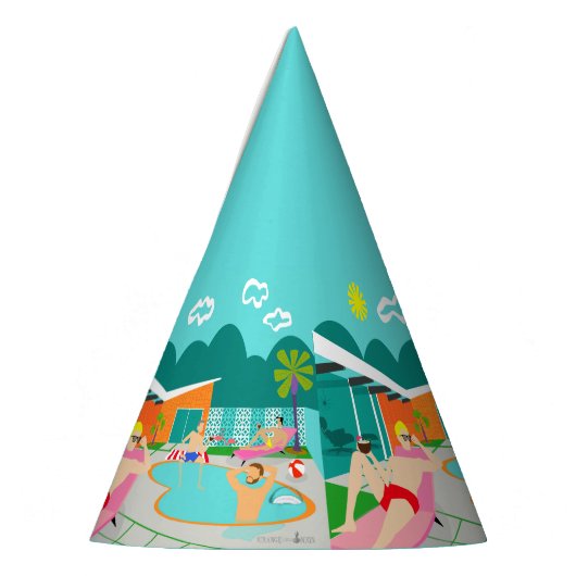 Retro Gay Pool Party Pet Feesthoedjes (Links)