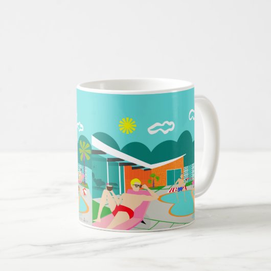 Retro Gay Pool Party Poster Mok (Voorkant rechts)