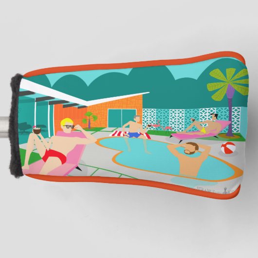 Retro Gay Pool Party Putter Hoesje Golfheadcover (Voorkant)
