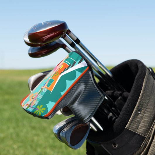 Retro Gay Pool Party Putter Hoesje Golfheadcover (Insitu)