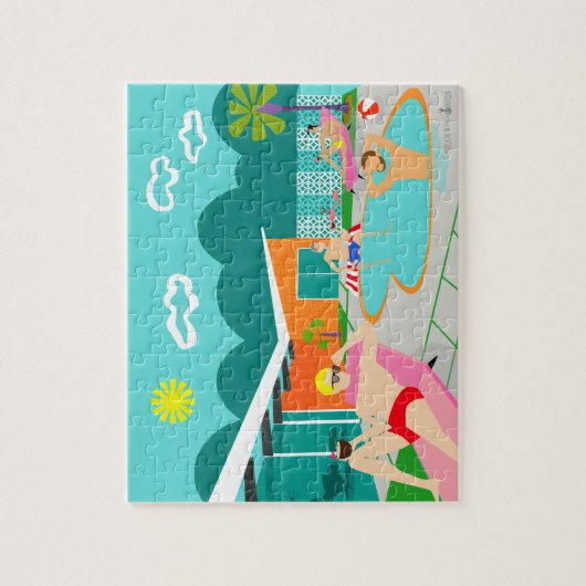 Retro Gay Pool Party Puzzle Legpuzzel (Verticaal)