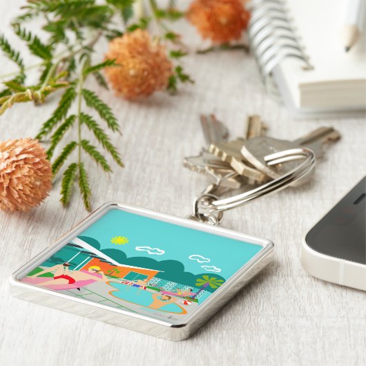 Retro Gay Pool Party Sleutelhanger (Zijkant)