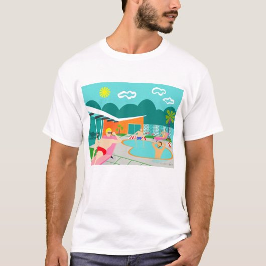 Retro Gay Pool Party T-Shirt (Voorkant)