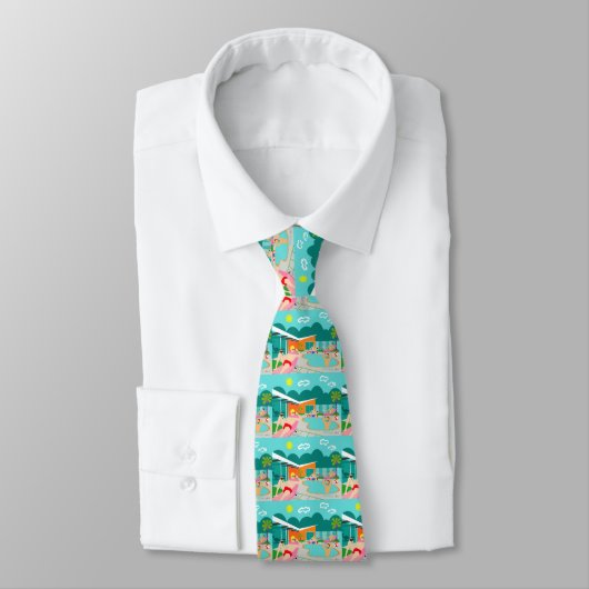Retro Gay Pool Party Tiled Necktie Stropdas (Gebonden)
