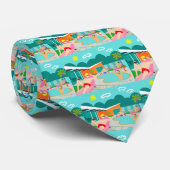Retro Gay Pool Party Tiled Necktie Stropdas (Opgerold)