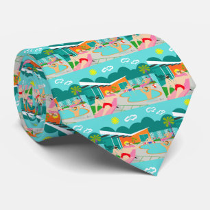 Retro Gay Pool Party Tiled Necktie Stropdas