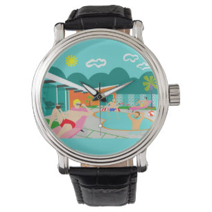 Retro Gay Pool Party Watch Horloge