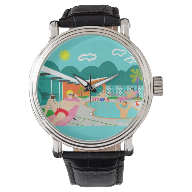 Retro Gay Pool Party Watch Horloge (Voorkant)