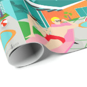 Retro Gay Pool Party Wrapping Paper Cadeaupapier (Rol Hoek)