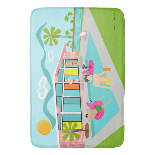 Retro Gay Roze Flamingo Pool Party Badmat (Voorkant Verticaal)