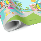 Retro Gay Roze Flamingo Pool Party Cadeaupapier (Rol Hoek)